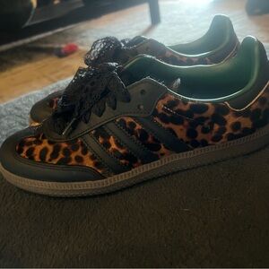 Adidas Leopard Print Sambas Athletic Shoes